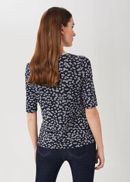 Viola Printed Top, Navy Ivory, hi-res