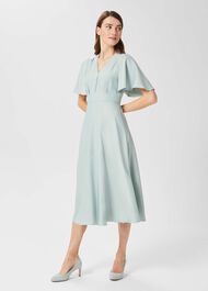 Kristen Satin Fit And Flare Dress, Thyme Green, hi-res