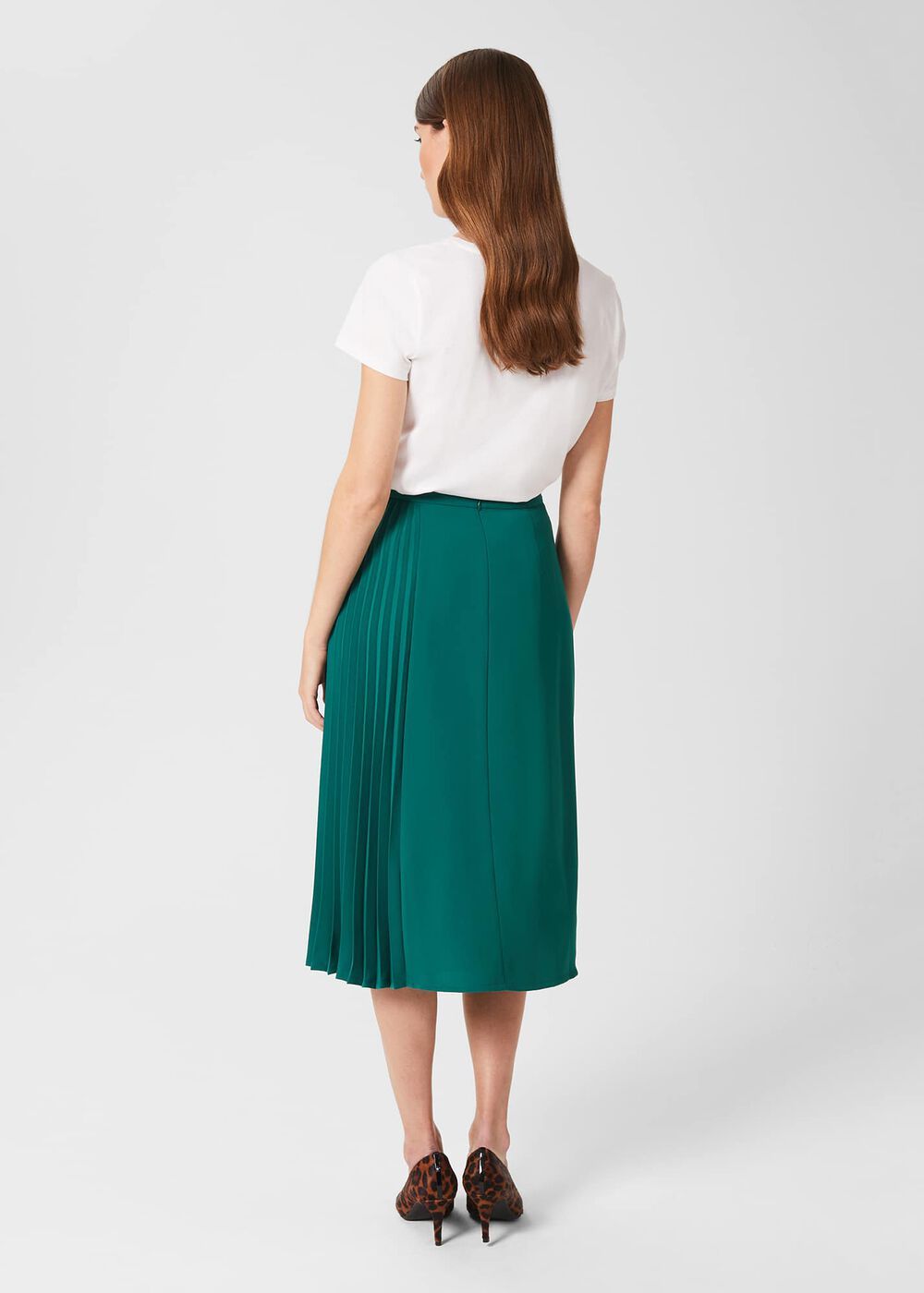 Keziah Pleat Skirt, Jade Green, hi-res