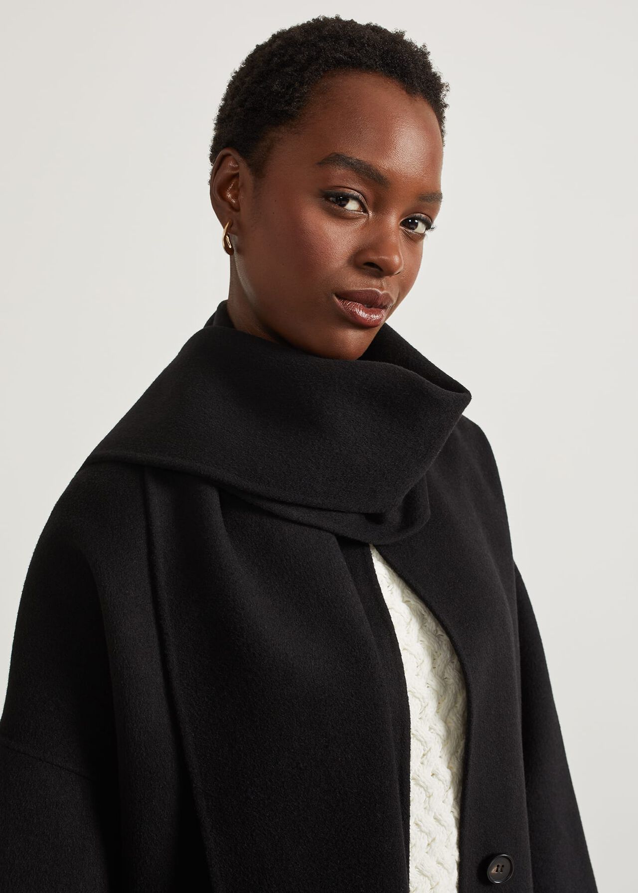 Hadley Scarf Coat, Black, hi-res