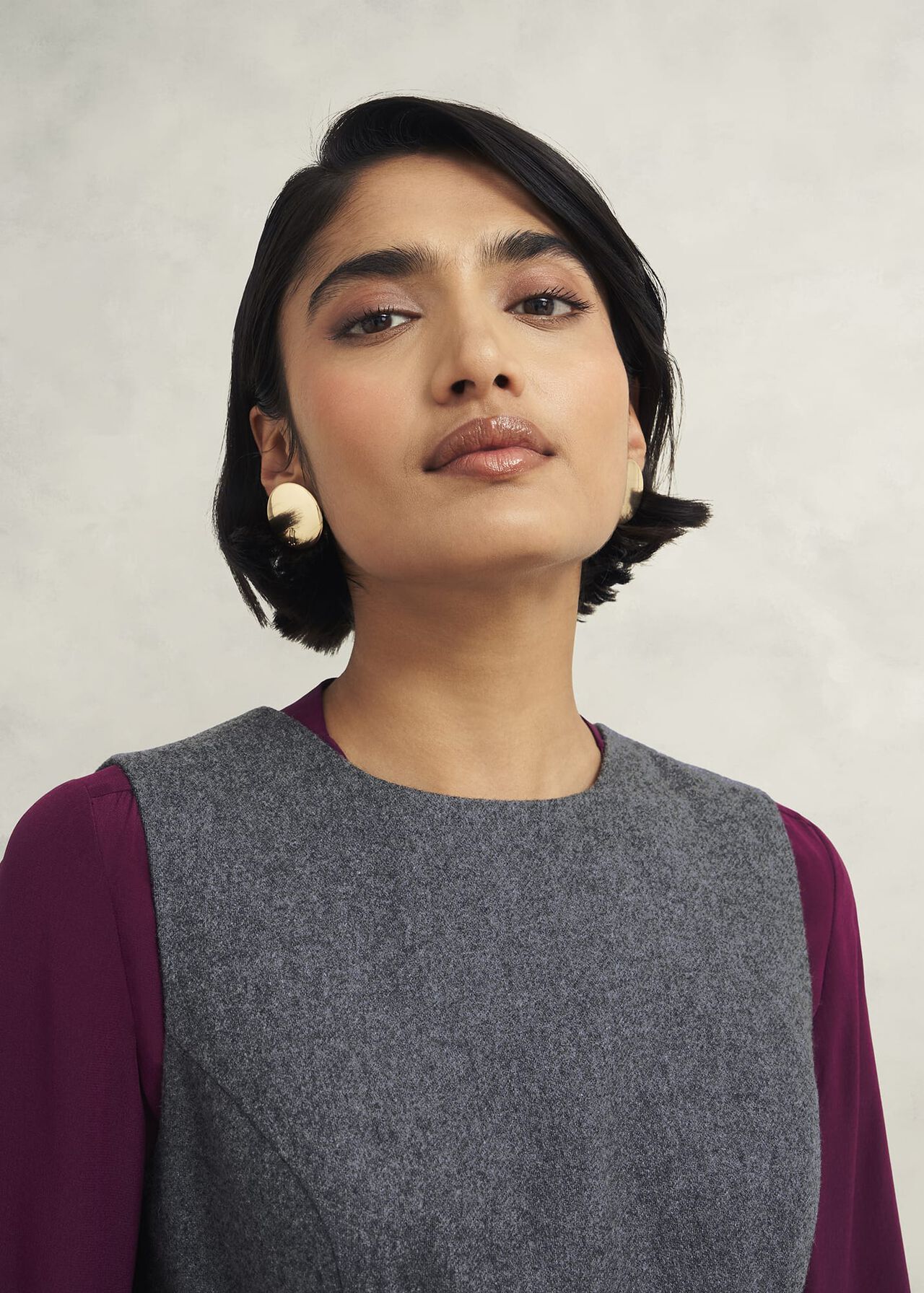 Elsie Wool Blend Dress, Grey, hi-res