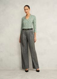 Aimee Printed Top, Green Ivory, hi-res