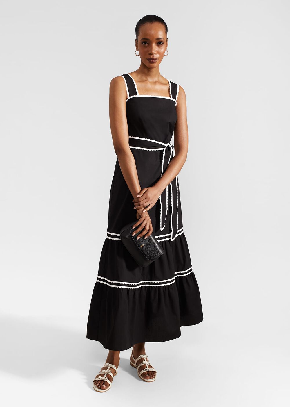 Holly Leather Bow Sandals, White, hi-res