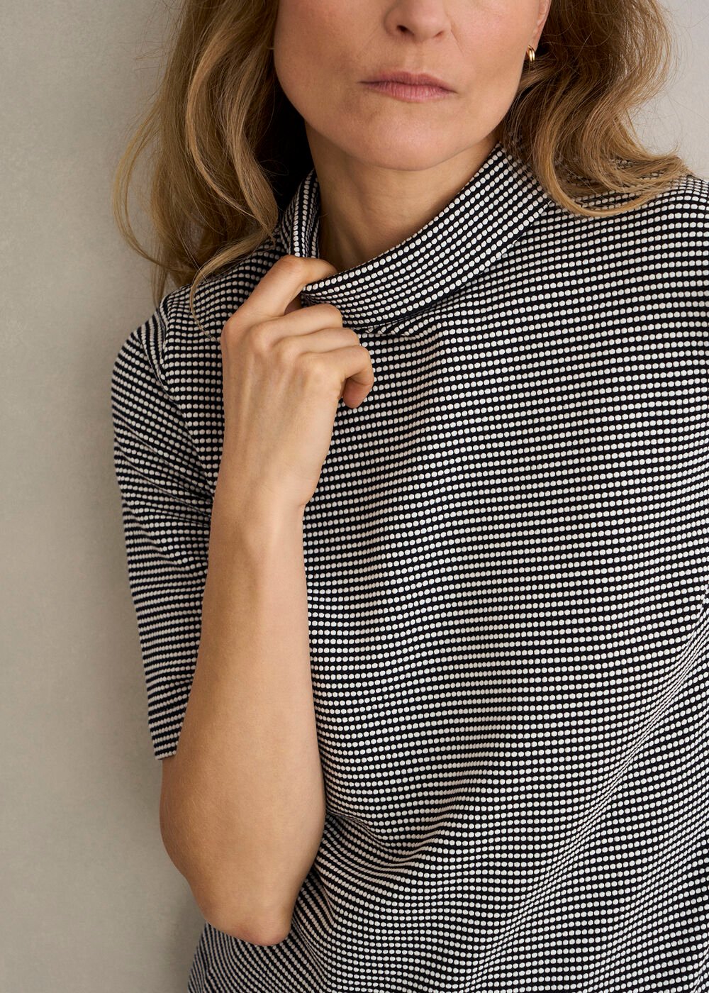 Tali Textured Top, Navy Ivory, hi-res