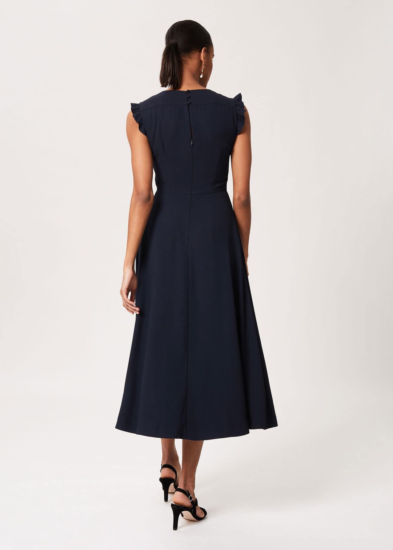 Vivien Satin Midi Dress, Navy, hi-res