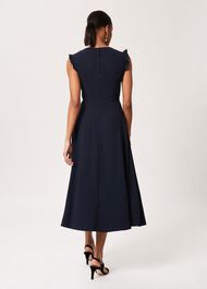 Vivien Satin Midi Dress, Navy, hi-res