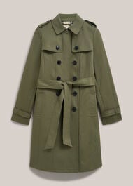 Skylar Shower Resistant Trench Coat, Olive Green, hi-res
