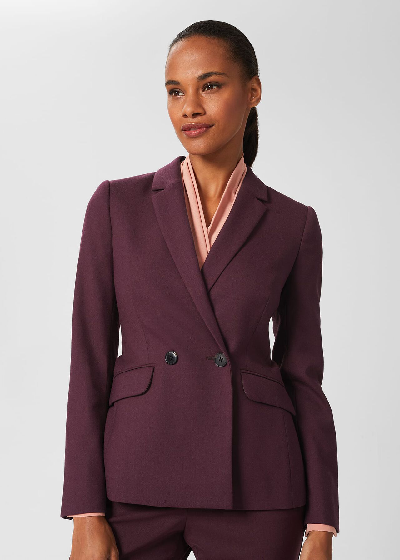 Hetty Wool Blend Blazer, Burgundy, hi-res