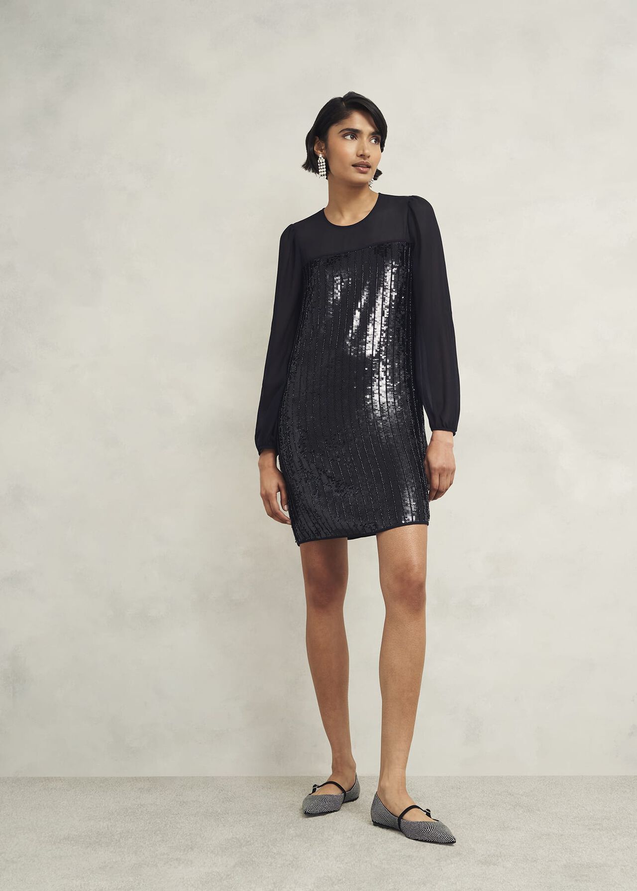 Zariah Sequin Dress, Hobbs Black, hi-res