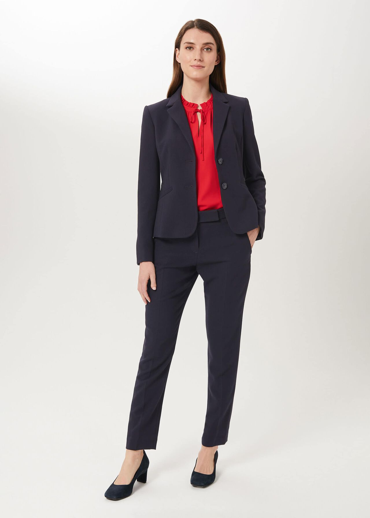 Leila Slim Trousers With Stretch, Navy, hi-res