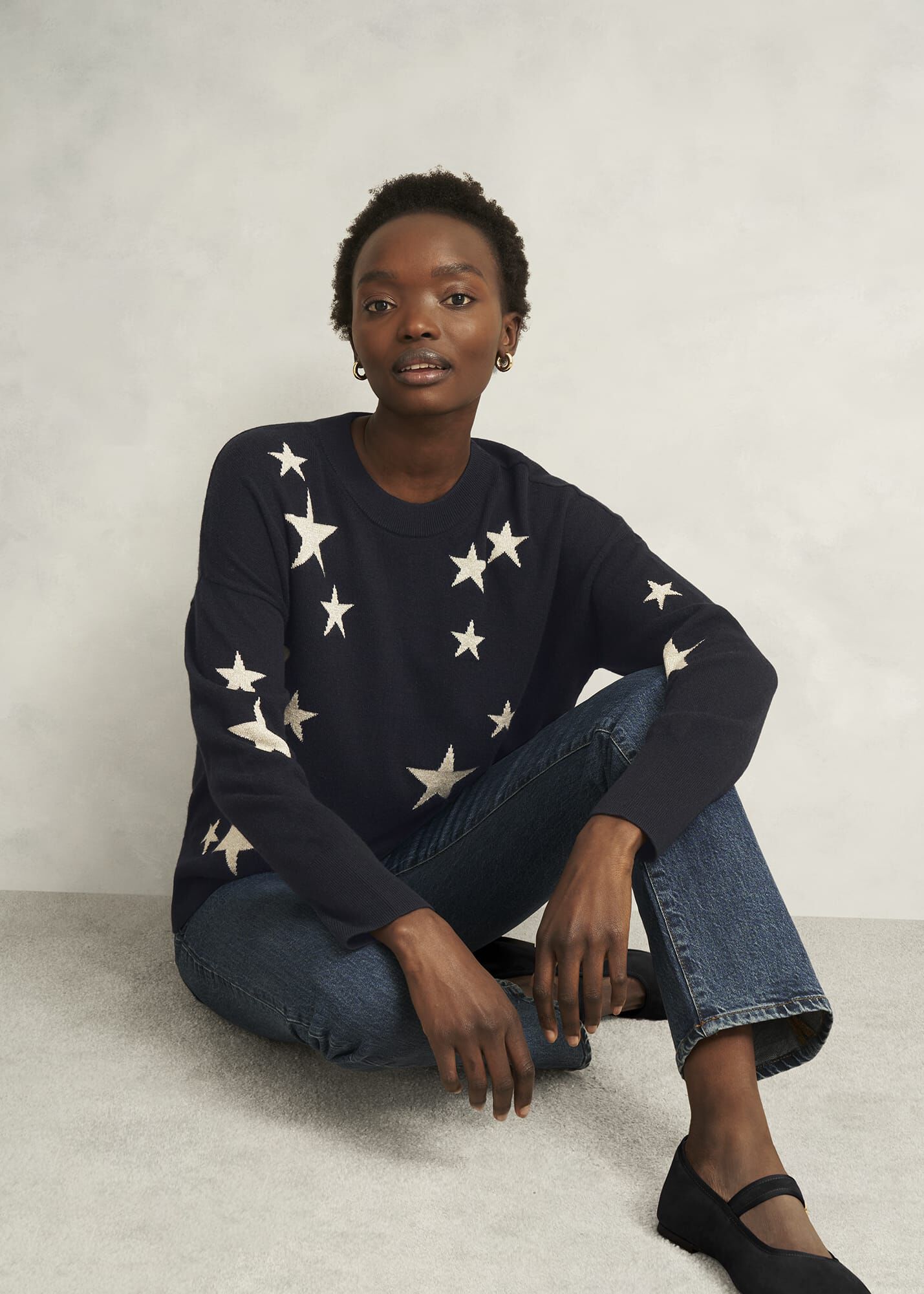 Arnelle Wool Blend Star Print Knitted Sweater | Hobbs US |