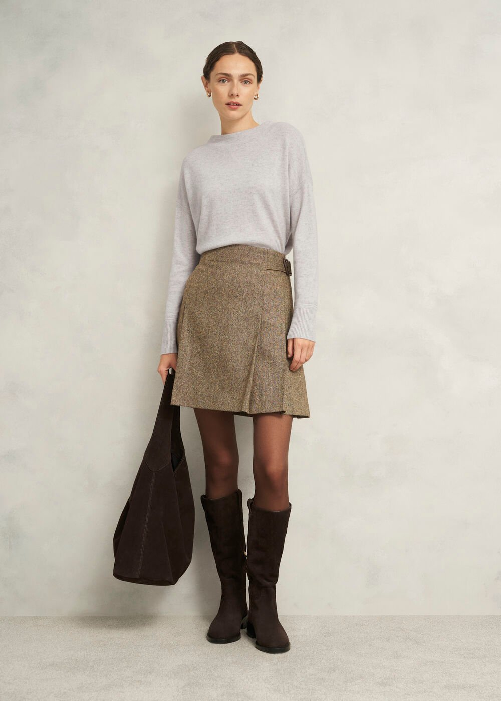Carine Cashmere Jumper, Pale Grey Marl, hi-res
