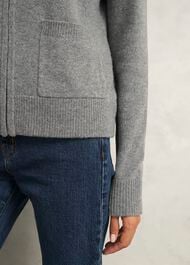 Grey Bonnie Wool Blend Knitted Bomber Jacket, Mid Grey Marl, hi-res