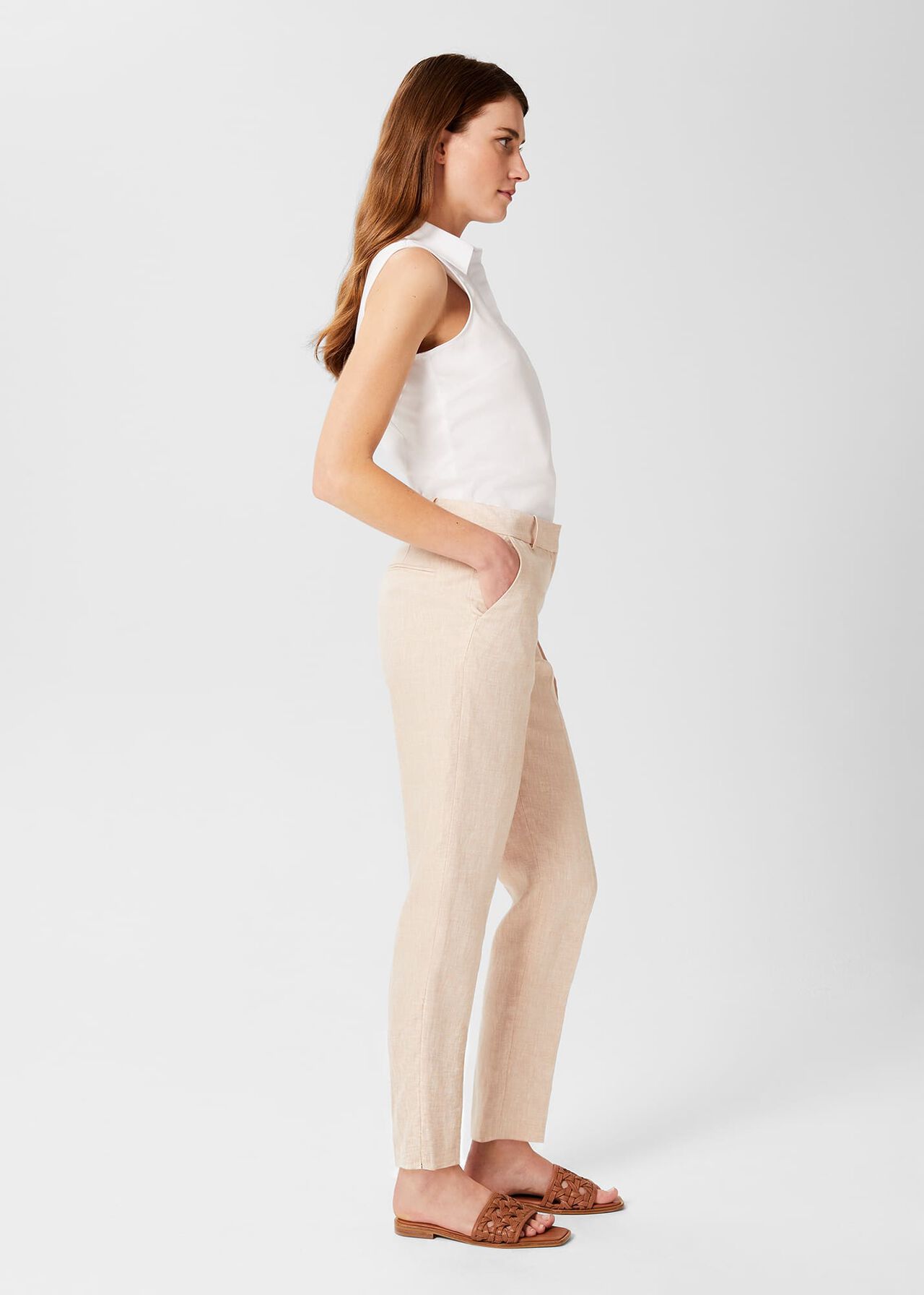 Ivana Linen Trouser, Warm Neutral, hi-res