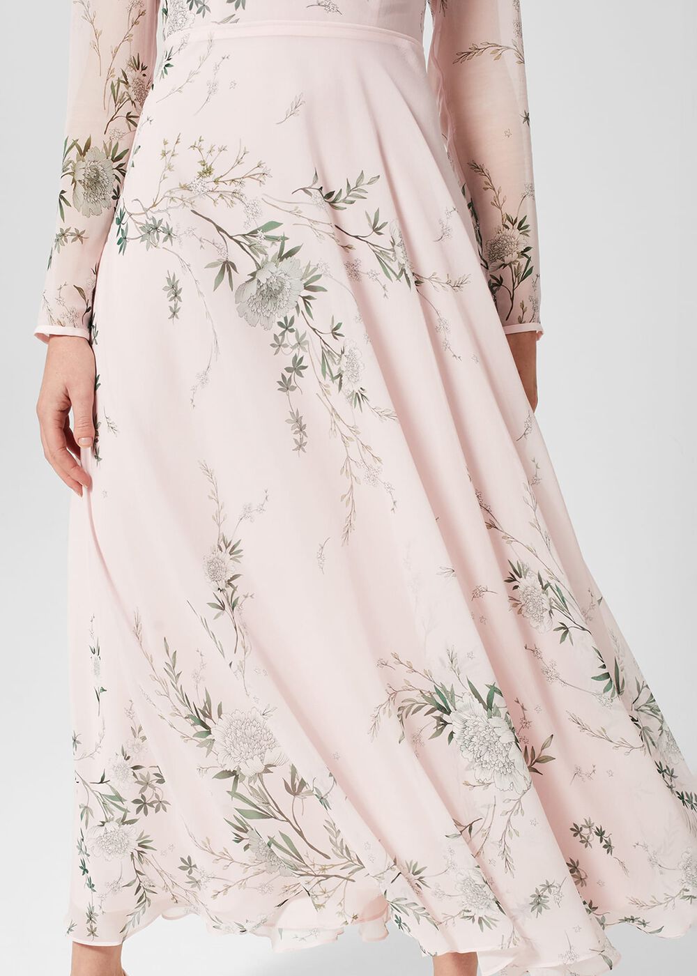 Rosabelle Silk Floral Dress, Pale Pink Multi, hi-res
