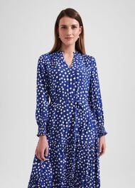 Adela Spot A-Line Dress, Deep Blue Cream, hi-res