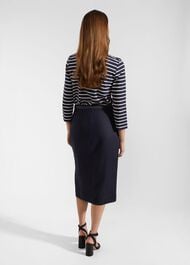 Ashleigh Linen Skirt, Navy, hi-res