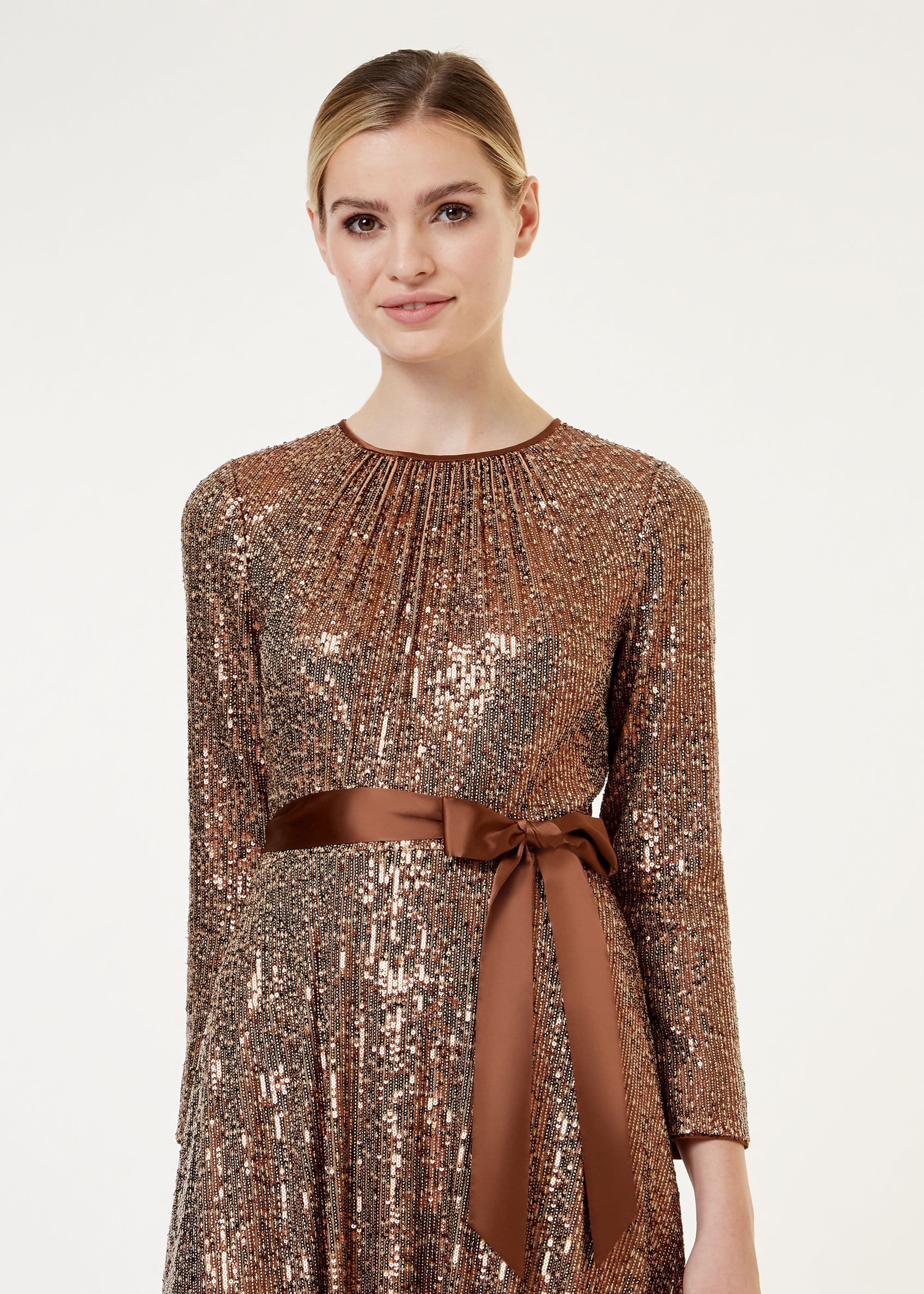 sequin flare dress