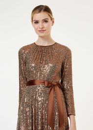 Salma Sequin Fit And Flare Dress, Copper, hi-res