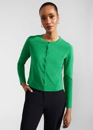 Michelle Cotton Cardigan, Cilantro Green, hi-res