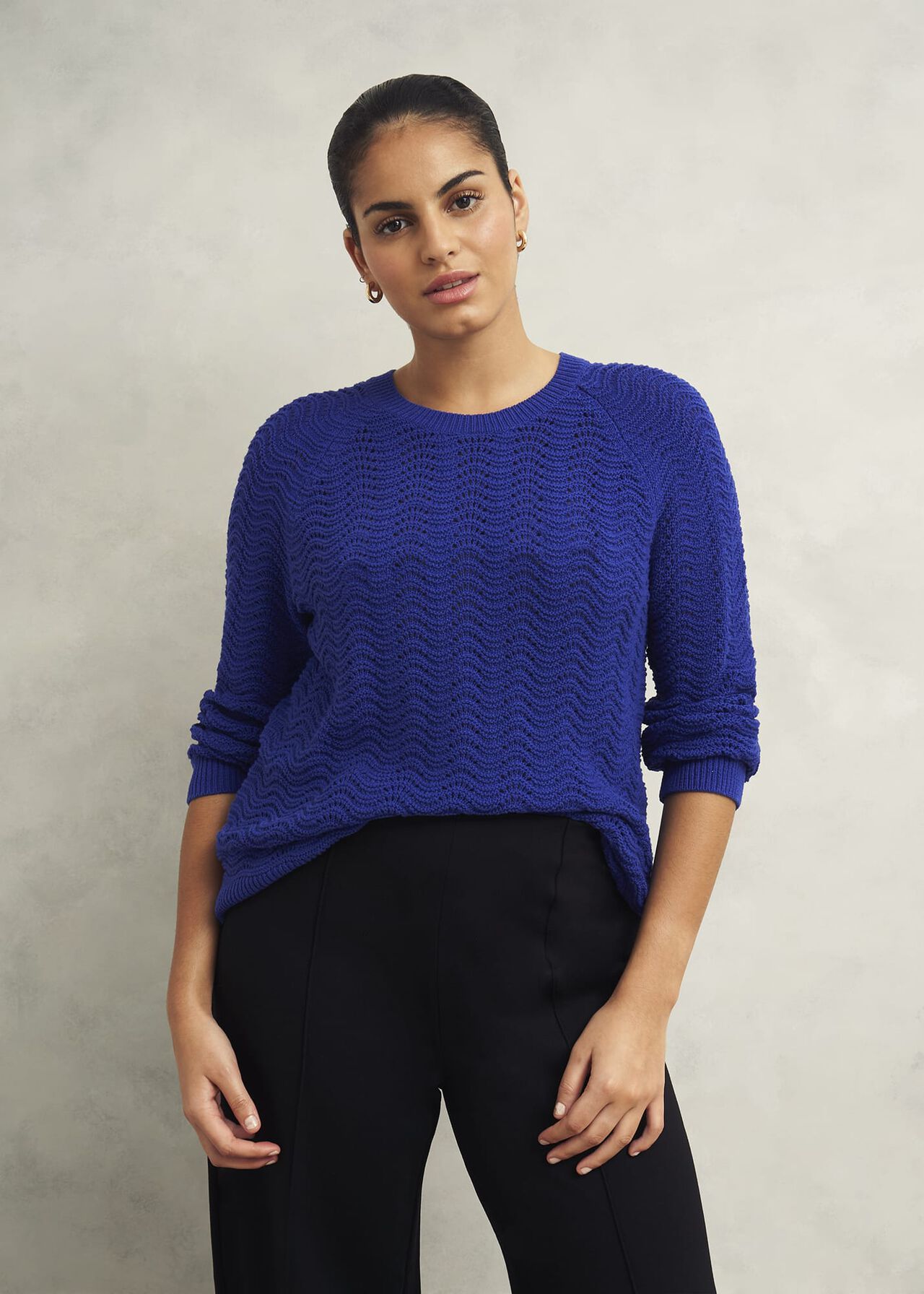 Lulu Cotton Jumper, Cobalt Blue, hi-res