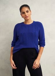 Lulu Cotton Jumper, Cobalt Blue, hi-res