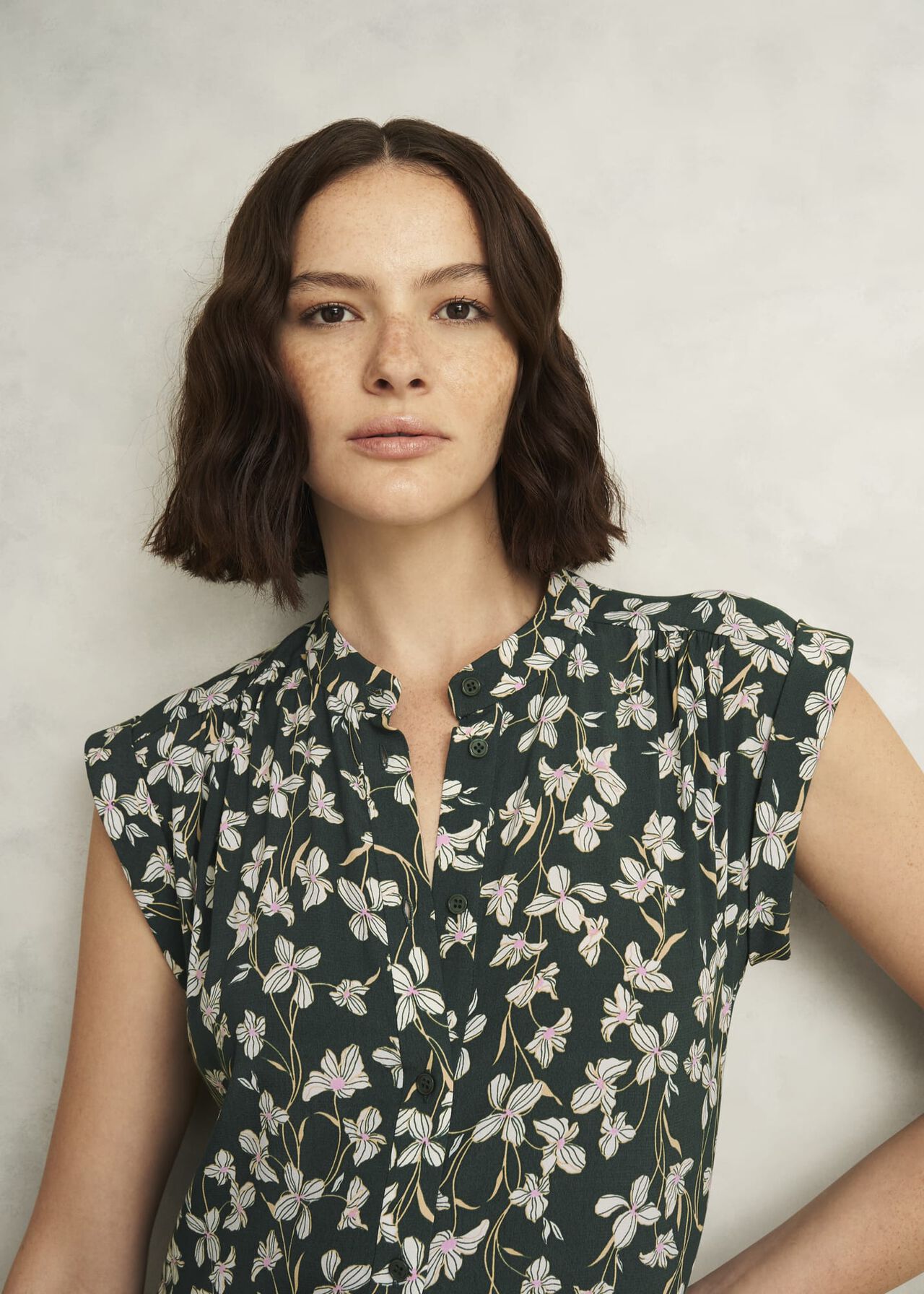 Green Floral Layla Mini Dress, Green Multi, hi-res