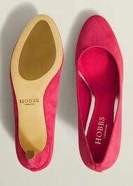 Lizzie Suede Court Shoes, Zinnia Pink, hi-res