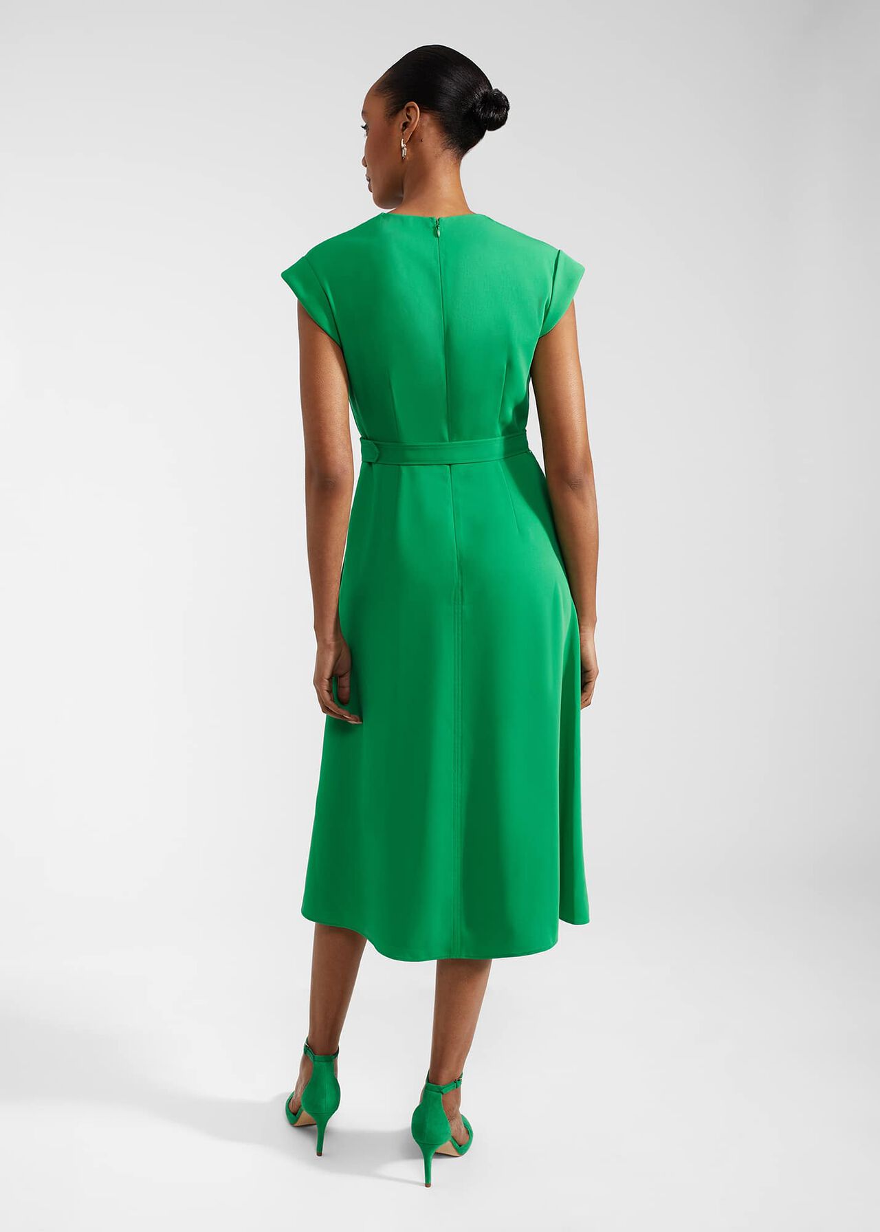 Meera Belted Dress, Cilantro Green, hi-res