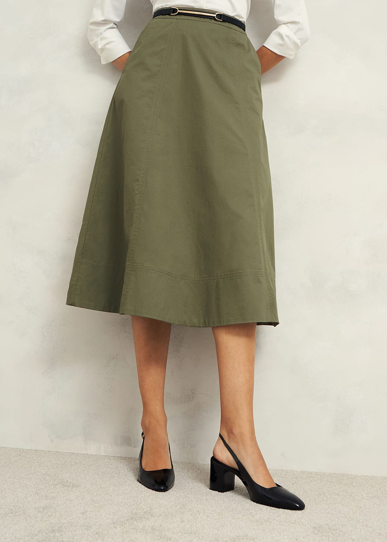 Avril Cotton Skirt, Sage Green, hi-res