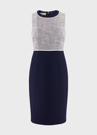 Laurie Dress With Cotton, Navy Ivory, hi-res