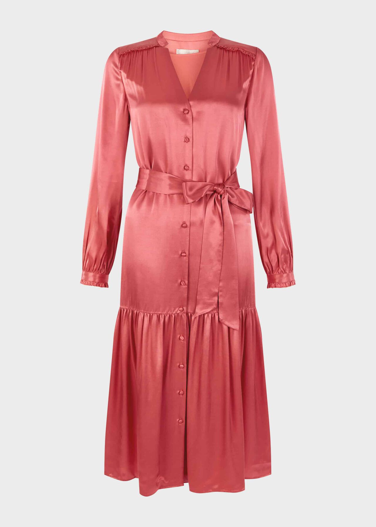 Esther Satin Shirt Dress, Pink, hi-res