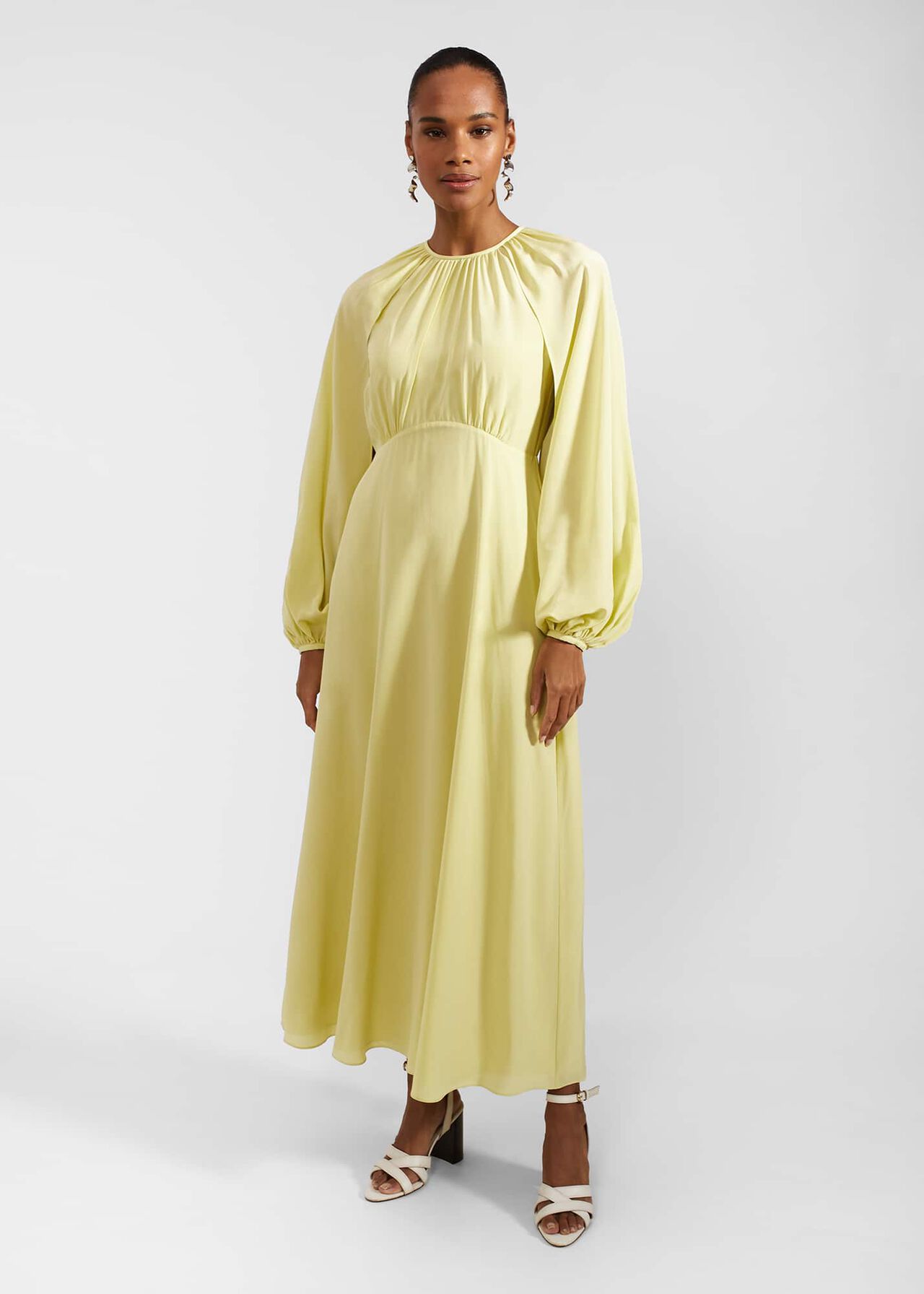 Acacia Silk Dress, Pastel Yellow, hi-res