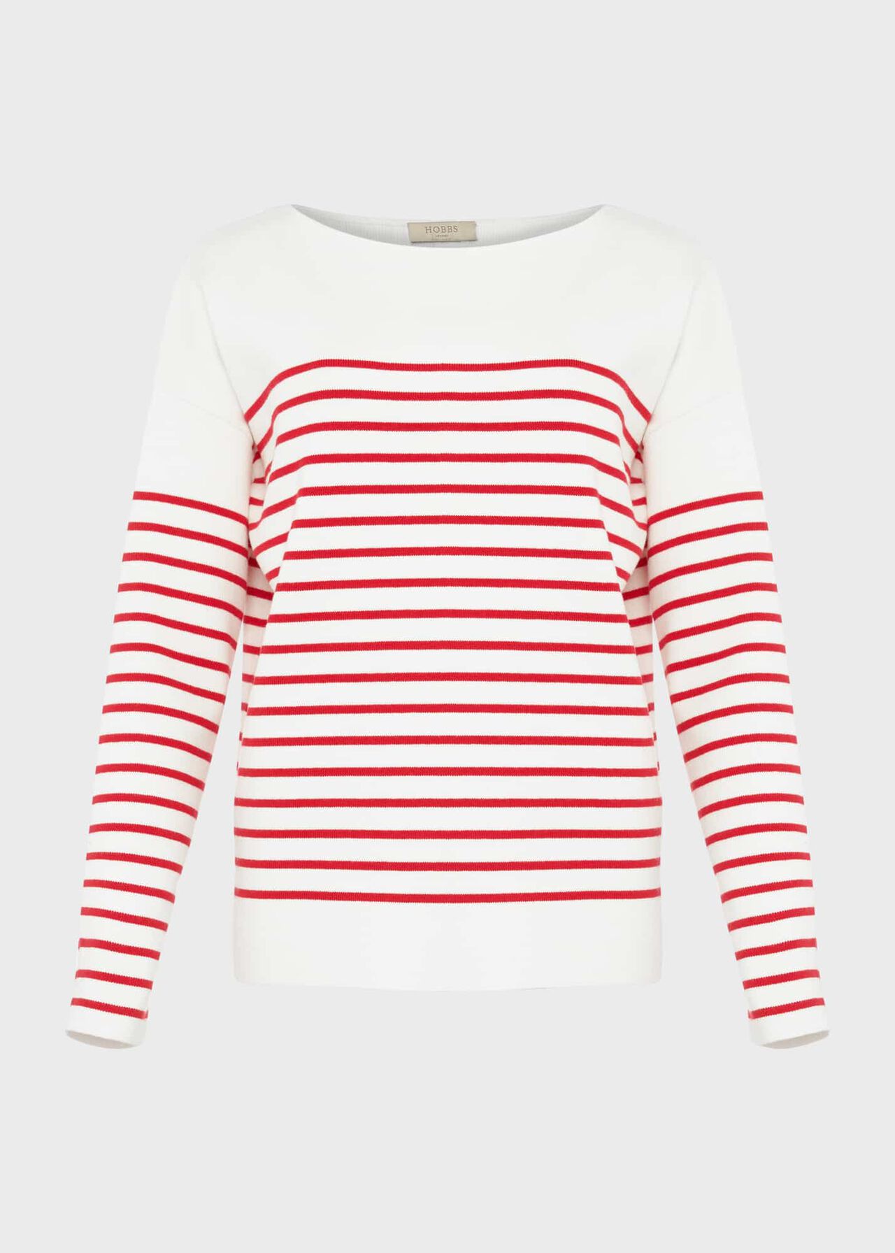 Petra Striped Sweater, Ivory Red, hi-res