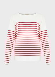 Petra Striped Jumper, Ivory Red, hi-res