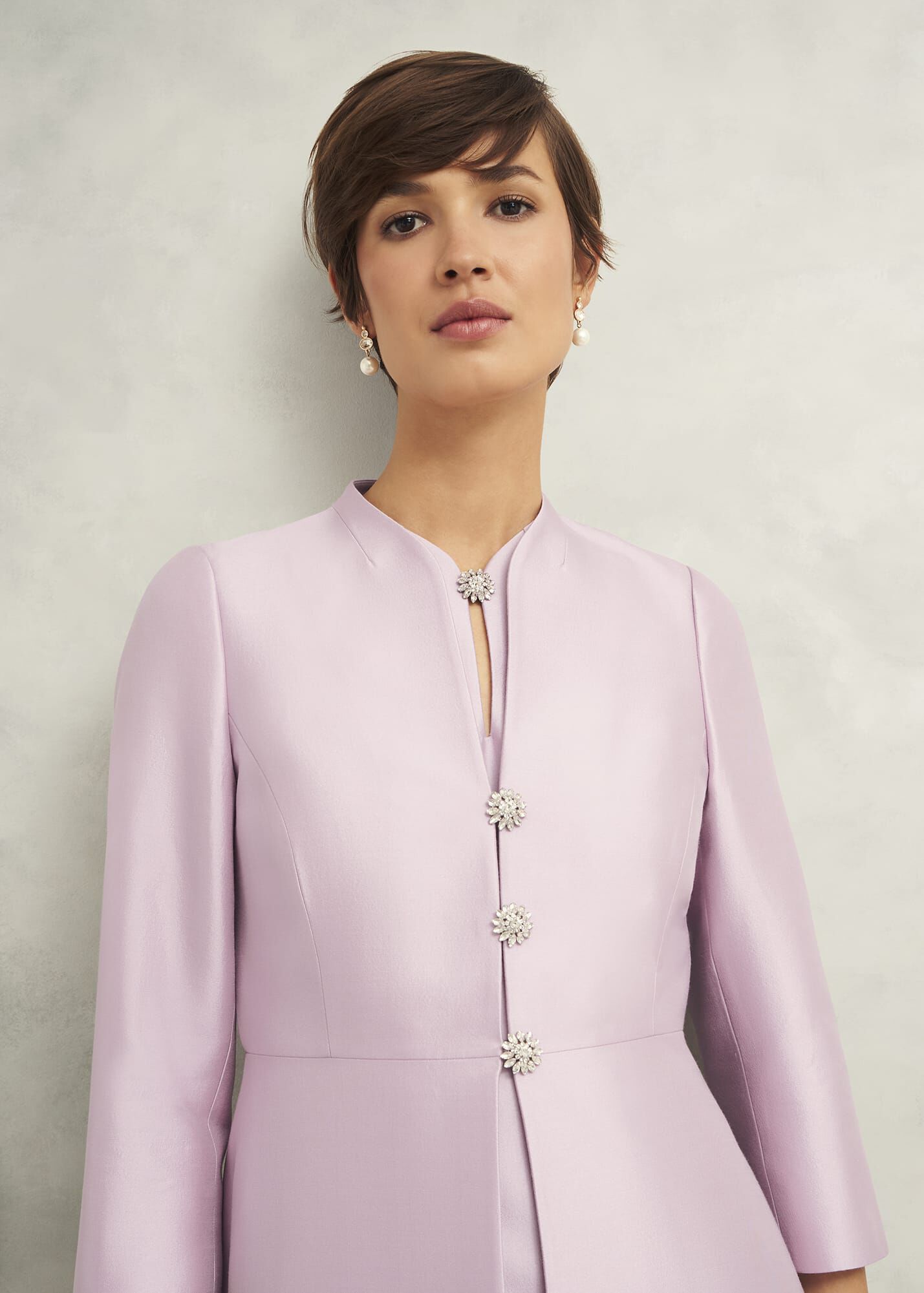 【Hobbs London】英国発！Rhea ウール シルク ジャケット ピンク Hobbs London】英国発！Rhea ウール シルク ジャケット ピンク