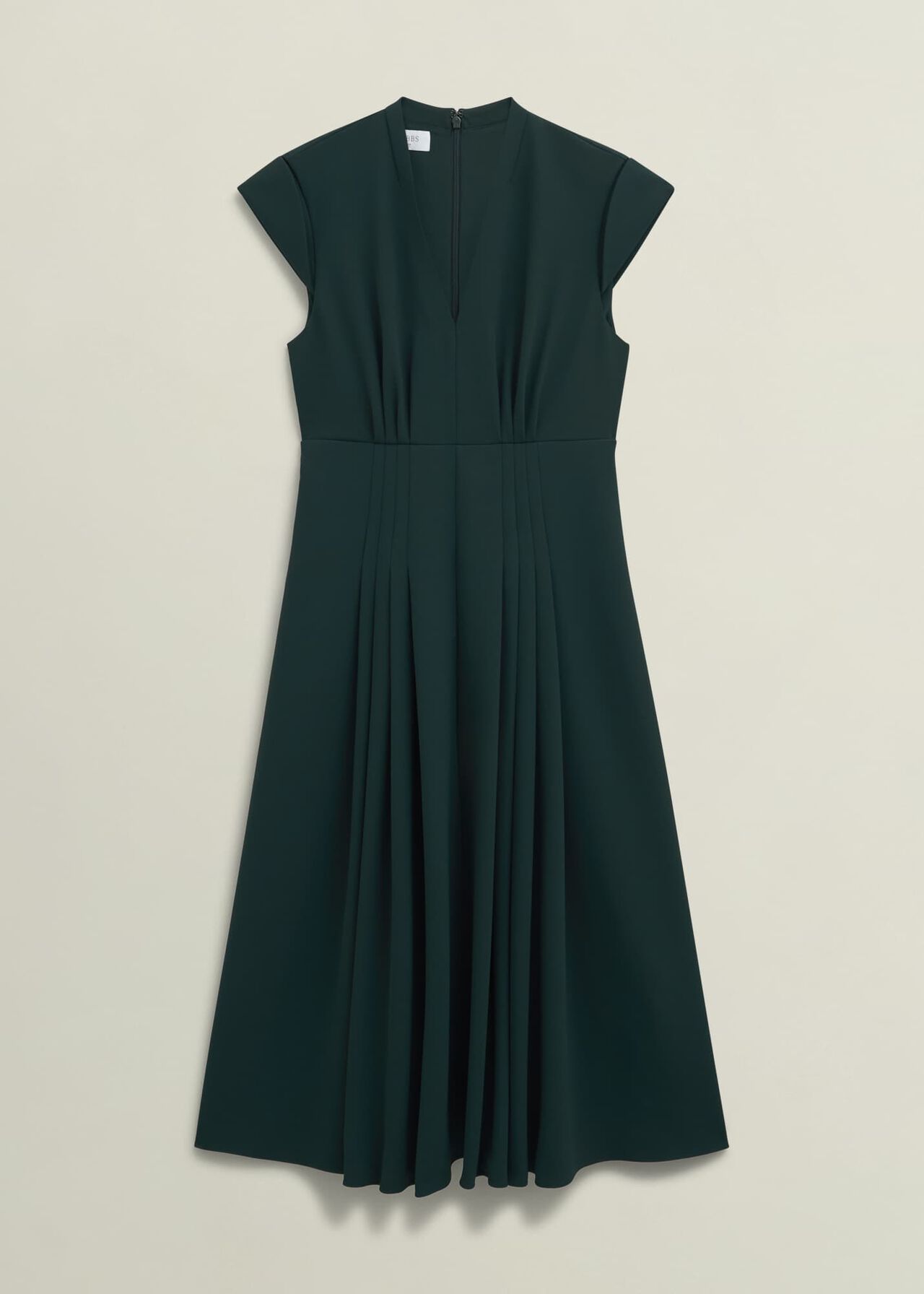 Sophie V Neck Pintuck Dress, Ponderosa Green, hi-res
