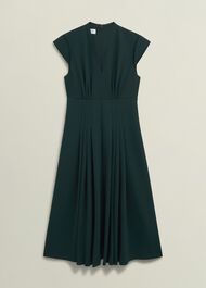 Sophie V Neck Pintuck Dress, Ponderosa Green, hi-res