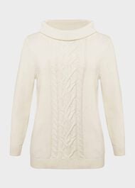 Camilla Cable Cotton Jumper, Ivory, hi-res