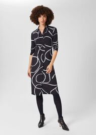 Nadia Jersey Dress, Navy Ivory, hi-res