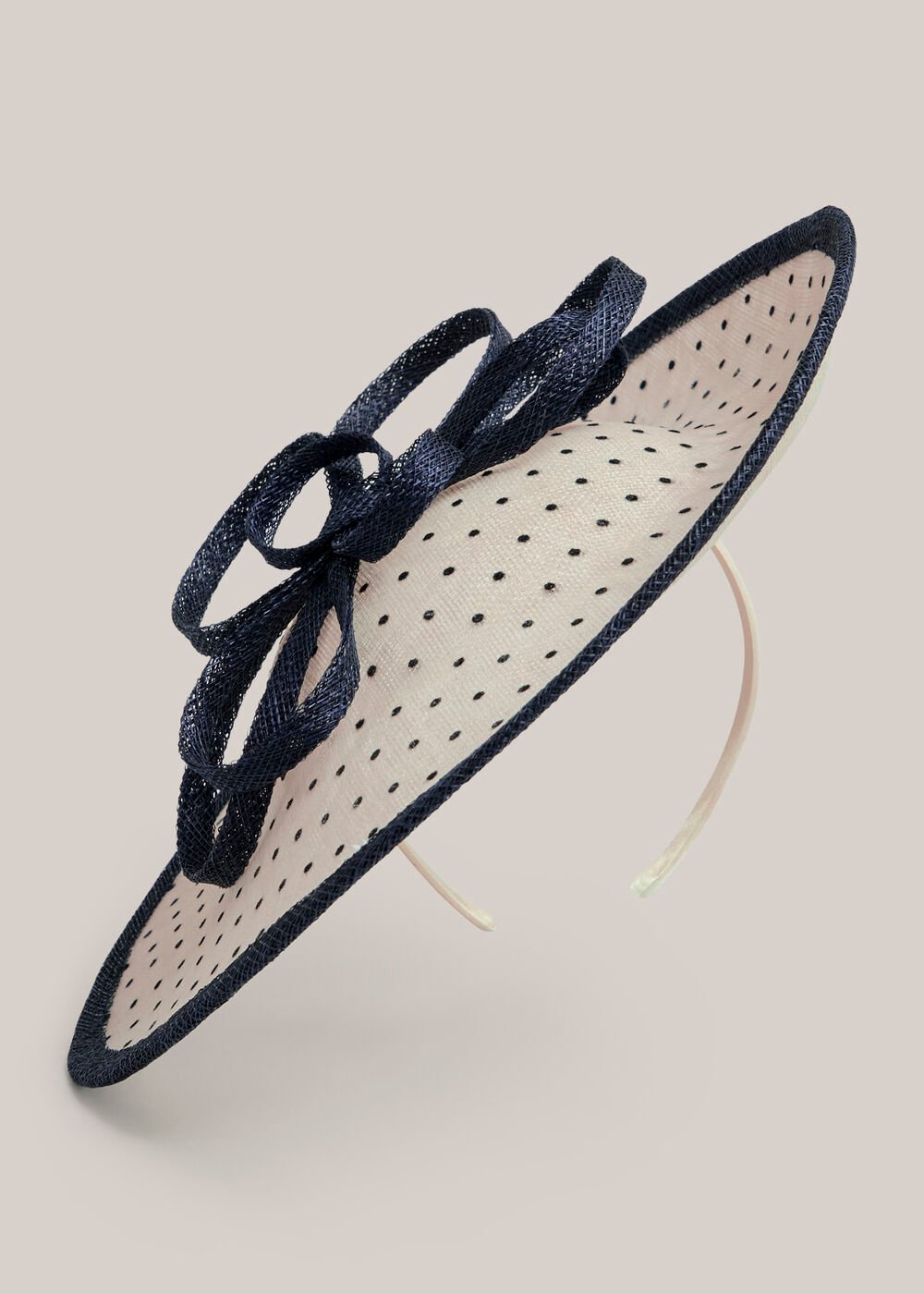 Arwen Polka Dot Fascinator, Midnight Ivory, hi-res