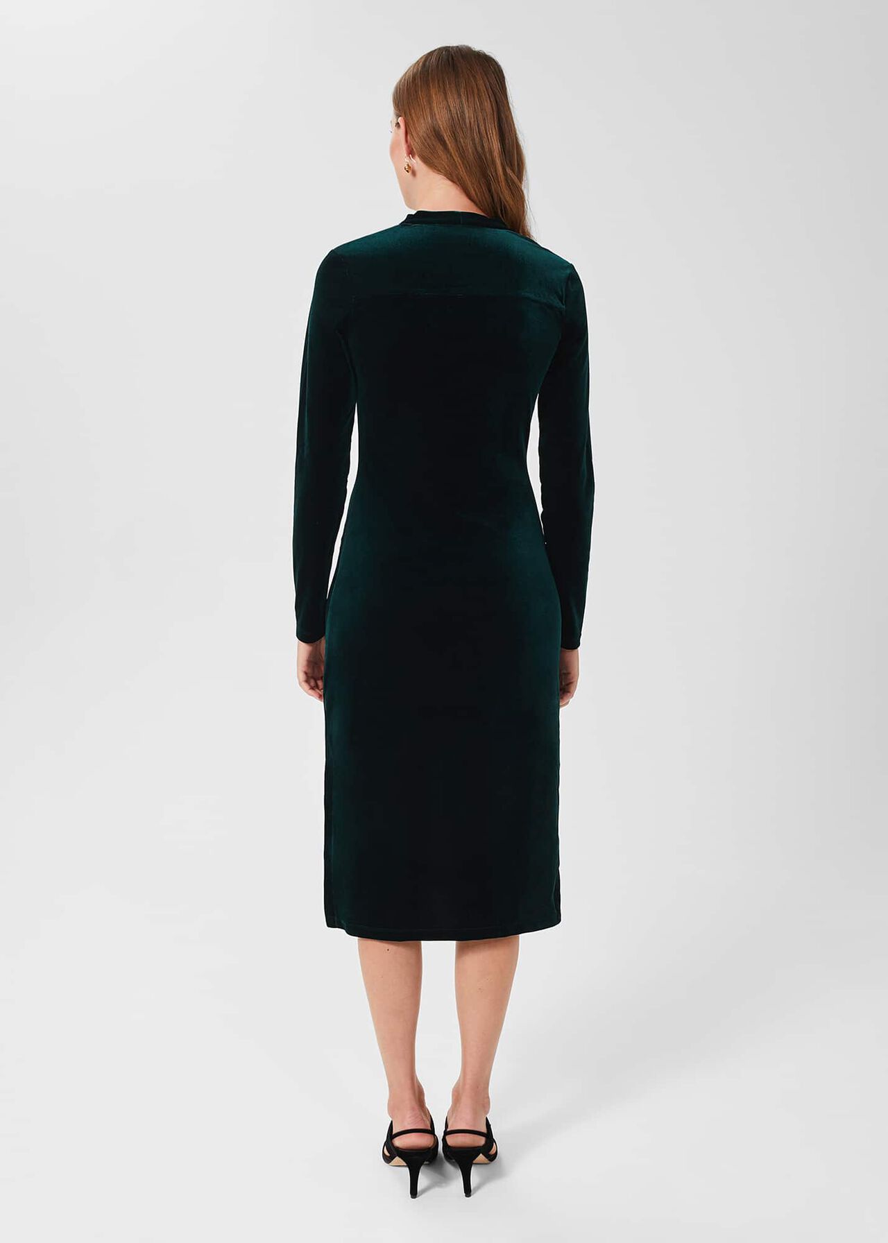 Hatty Velvet Dress, Dark Green, hi-res