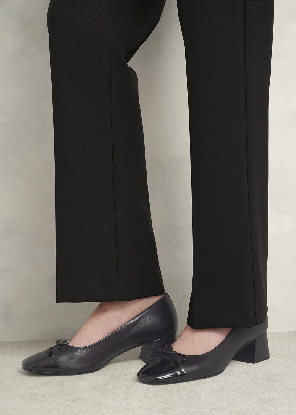 Andie Heeled Leather Ballerinas, Black, hi-res