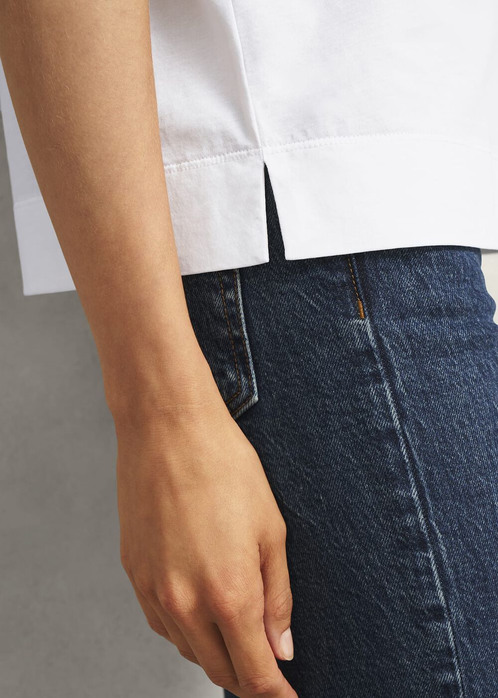 White Lori Cotton Crew Neck Short Sleeve T-Shirt, White, hi-res