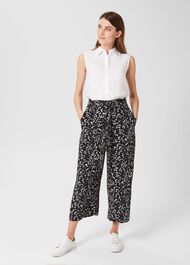 Jen Wide Leg Crop Trousers, Navy Ivory, hi-res