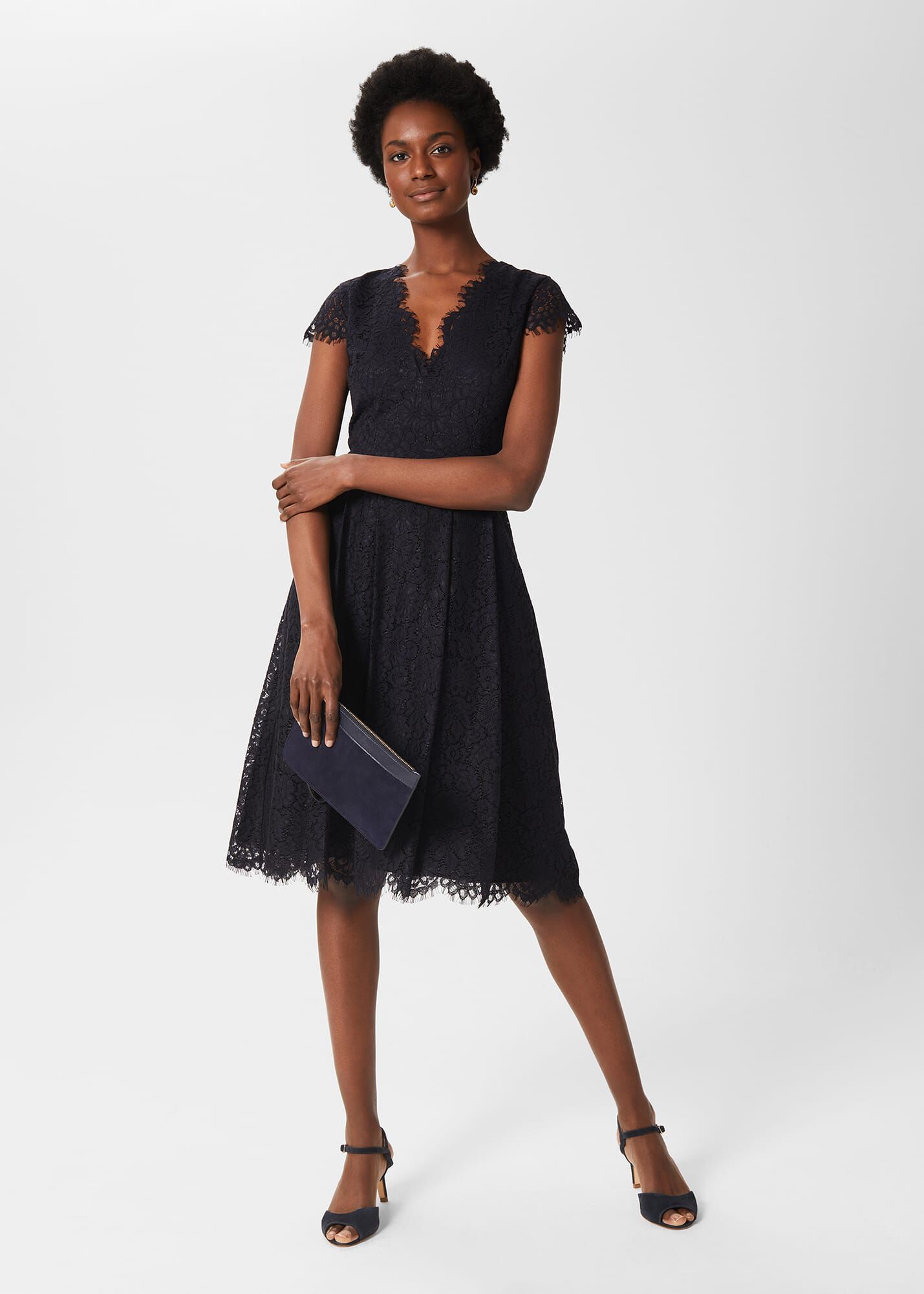 Black lace fit hot sale and flare dresses