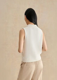 Seaton Cotton Collared Crotchet Tank, Ivory, hi-res