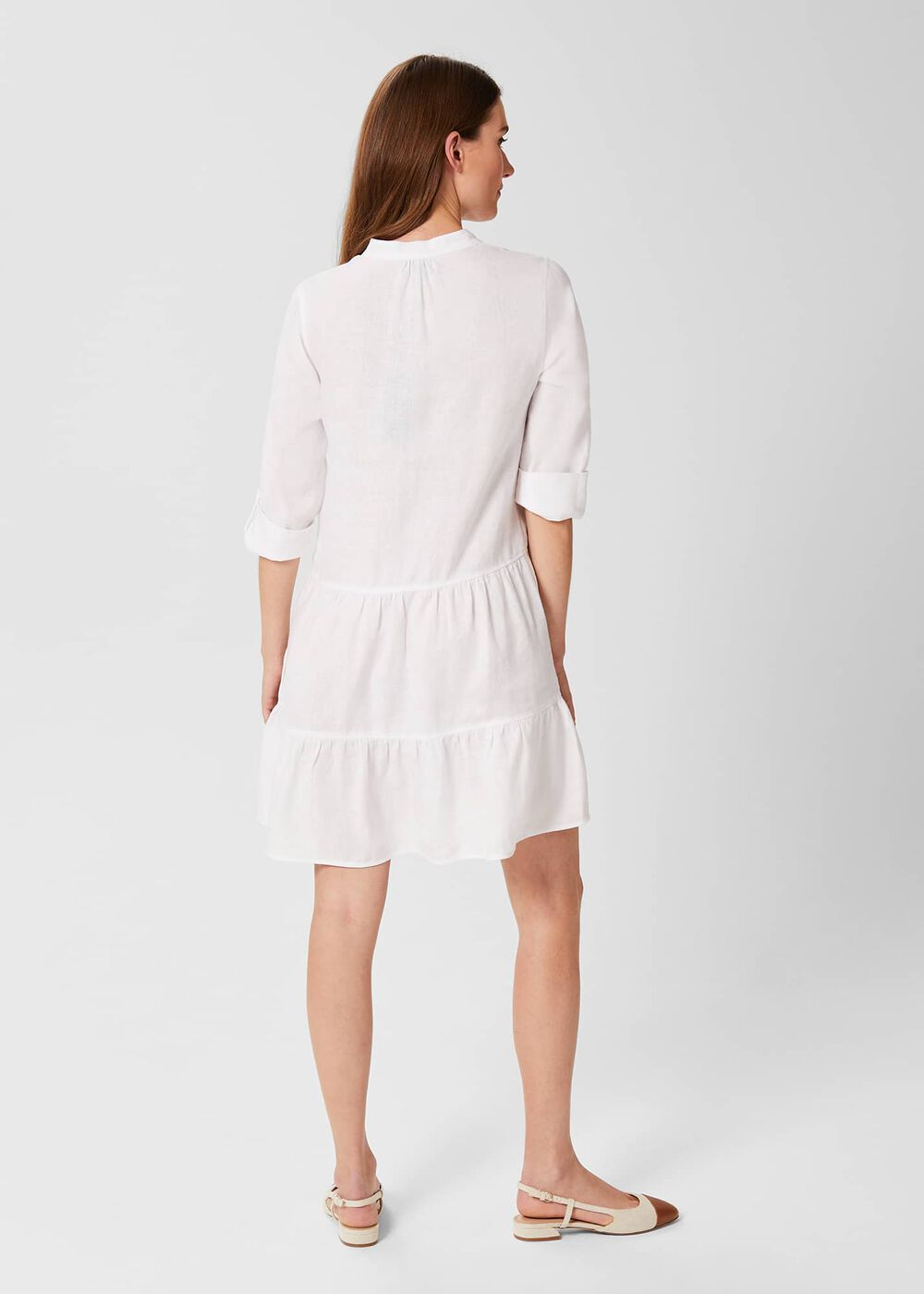 Ember Linen Dress, White, hi-res