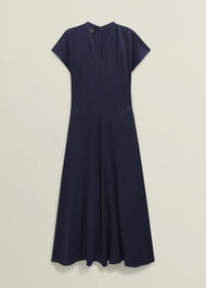 Grace Satin V Neck Maxi Dress, Midnight Navy, hi-res