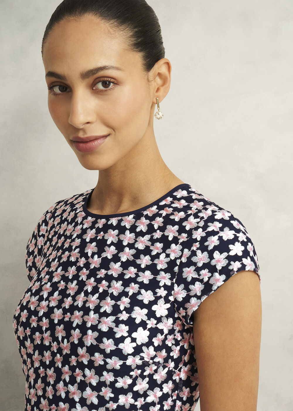 Petite Betty Embroidered Dress, Midnight Pink, hi-res